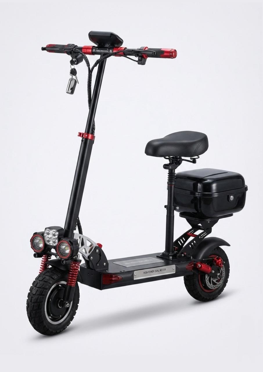 Electric Scooter with seat and Lockable Rear Box